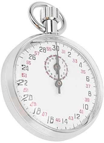 Tragbare Edelstahl-Stoppuhr, Mechanische Stoppuhr, Mechanische Stoppuhr, Metallstruktur, Klare Ablesung, 15 Minuten/Umdrehung, 30 Sekunden/Umdrehung, 6 Stunden Arbeitszeit