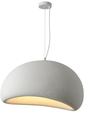 Moderne Pendelleuchte Weiß E27 Japanischer Wabi-Sabi Stil hängeleuchte,30CM | Lampenschirm Aus Steinimitat Kreativ Vogelnest Hängelampe Deckenlampe für Wohnbereich Esstisch Kücheninsel Esszimmer