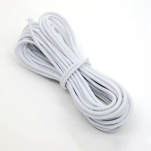 Elástico, cordón elástico redondo de 1/2/3/4/5mm, goma elástica blanca y negra, goma elástica for coser prendas, accesorios DIY(White,Diameter 3mm)