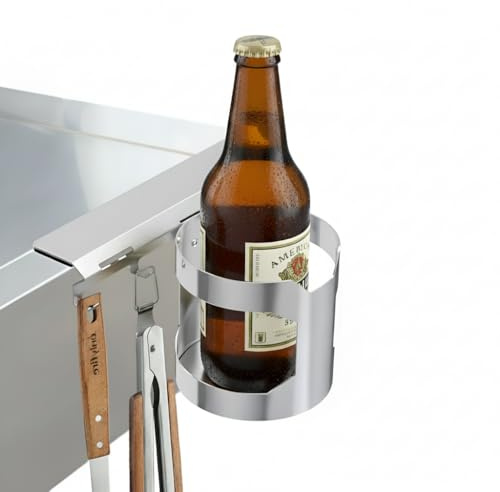 onlyfire Portautensili Magnetico per Barbecue a Gas, Porta Utensili Barbecue con Portabottiglie e 4 Ganci