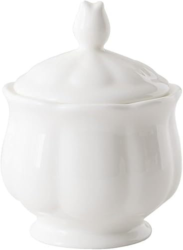 PGPAYH Sucrier, récipient à Sucre, Pot à Sucre, pichet à crème en Porcelaine Blanche en céramique avec poignée
