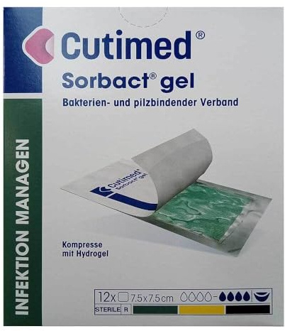 CUTIMED Sorbact Gel Kompressen 7,5x7,5 cm 12 St