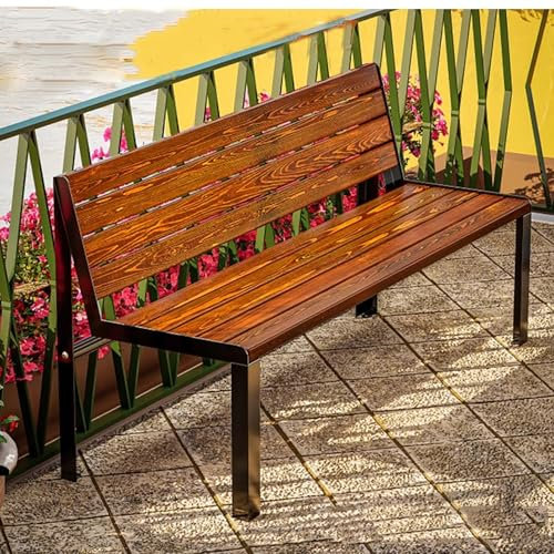 YCYHXJB Sitzbank Holz, Bank mit Ergonomischer Lehne, Gusseisenrahmen, Gartenbank Wetterfest für Garten, Balkon, Pool, Veranda, Terrasse(120x40x170cm/47x16x67in)