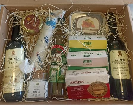 Cesta Dulzura Natural para Regalos - Alándalus Club | Aceite de Oliva Virgen Extra | Vino Fino Gutiérrez Colosía | Atún en Manteca | Melva | Flor de Sal | Crema de Queso Payoyo | Carne de Membrillo