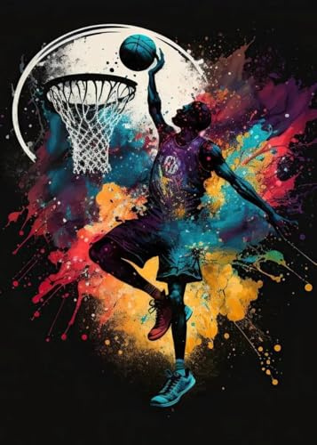 Nordic Bunte Sport Basketball Poster Drucke Leinwand Malerei Sport Wand Kunst Bild Für Kind Teen Jungen Zimmer Gym Decor 40x50cm ohne Rahmen