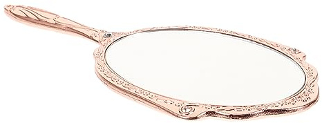 Happyyami Vintage Spiegel mit Griff aus Metall und Glas 360-grad Drehung Hochauflösender Damenhandspiegel Tragbarer Schminkspiegel im Retro Stil für Frauen zur Präzisen Kosmetik Anwendung