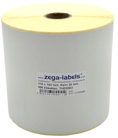 Thermo Etiketten auf Rolle - 110 x 162 mm - 500 Stück je Rolle - Kern: 25 mm - für Versandetiketten DPD - permanent haftend - mit Perforation - Druckverfahren: Thermodirekt (Drucken ohne Farbband)