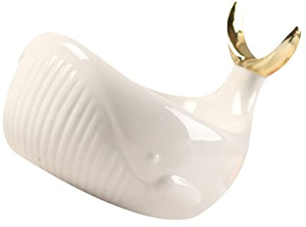 SWOOMEY Portasapone Drenante e Facile da Pulire in Ceramica Bianco Stile Nordico Design a Coda di Pesce e Forma di Balena per Bagno