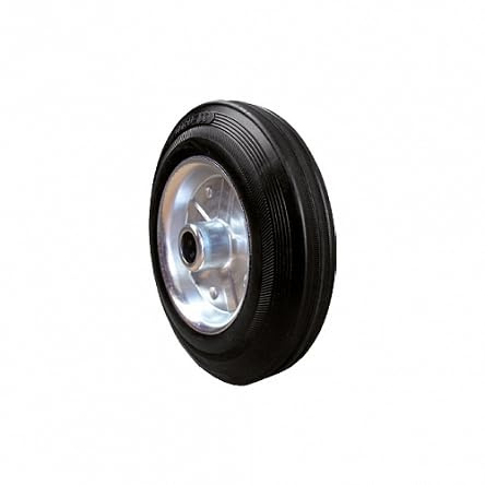 BK Shop Schubkarrenrad Vollgummi Ø 125 mm | 100 kg Tragkraft, Schwarz Kautschuk, Glattlager, Korrosionsbeständig, Leicht Zu Reinigen, Für Magazinen,Baustellen