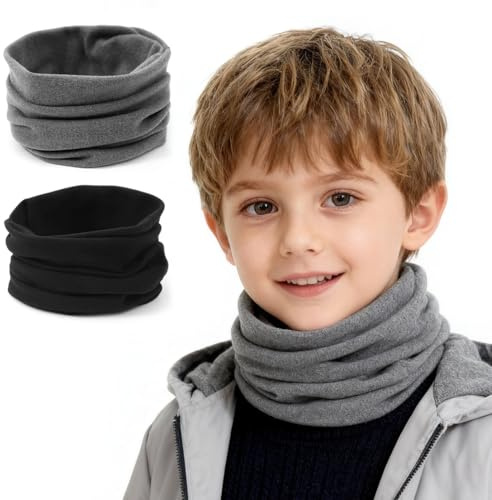 ARYIMYDP 2 Pièces Tour de Cou Enfant en Coton Doux, Cache Cou Thermique et Léger pour Garçons et Filles, Écharpe Tube Multifonction pour Hiver, Printemps, Automne, École et Loisirs de Plein Air