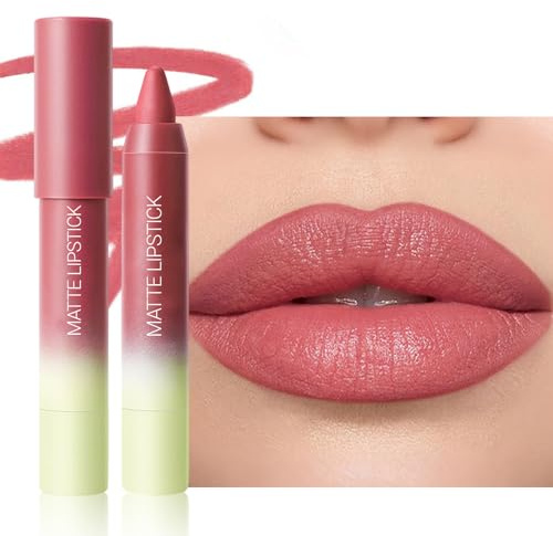Erinde Lápiz de Labial 2 en 1 mate y delineador de labios, labial permanente larga duración 12 H, resistente al agua y al agua, esmalte de labios de terciopelo de larga duración, hidratante #03