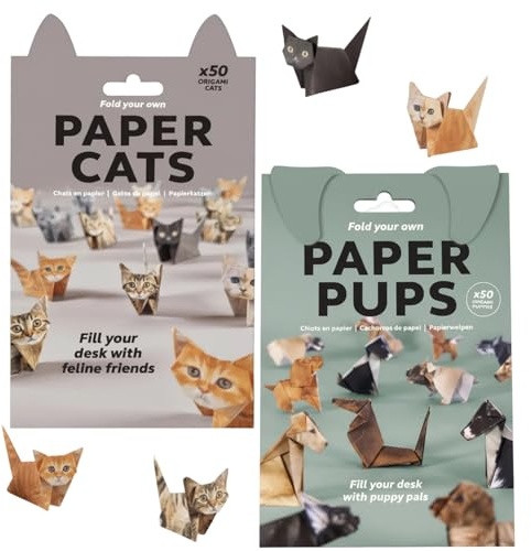 Paper Cats Origami Kit, DIY Paper Cats, 100 Sheets 3D Animals Origami Set for Kids 6-12, Cat Origami Kit, Fun and Educational Activity