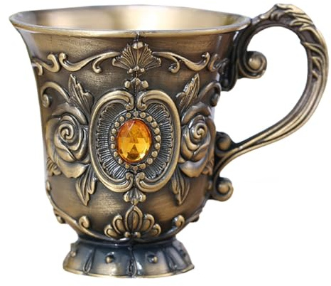 DOITOOL Coupe à Vin Rouge Vintage en Métal Rose Mini Tasse Rétro pour Fête Calice de Vin Rouge Décoratif de 60 Ml pour Maison et Événements