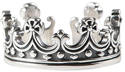 Kleiner Kronenring für Damen, 925er Sterlingsilber, offener, Verstellbarer Pinky-Ring