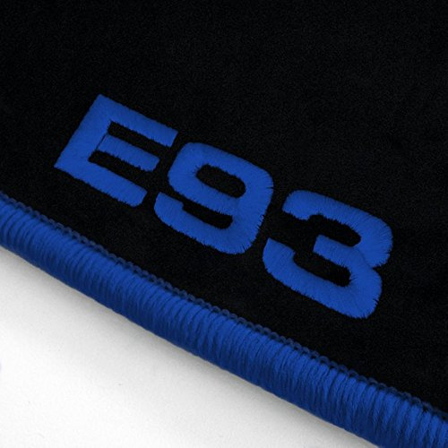 Autoteppich Stylers ATS-Q300_E93-204 Passgenaue Velours Fußmatten mit Logo Stick (E93) und Rand in Royalblau