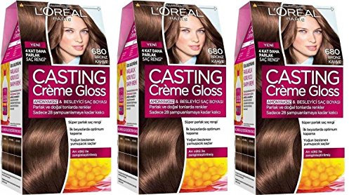 L 'Oreal Paris 680 Choco mocca Permanent Hair Dye Farbe 3 x Farbstoffe – Import Lager kein Englisch Anweisungen sind enthalten