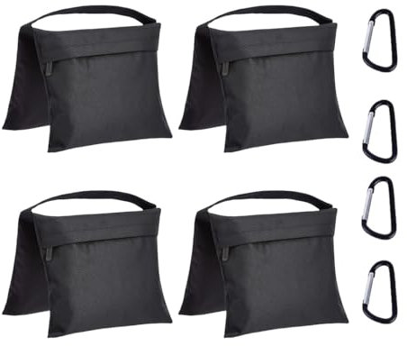 Amazon Basics Fotografische Leere Sandsack-Sets für Lichtständer, Reflektoren, Softboxen und Fotostudio, Maximale Belastung 9kg, 4er Pack, Schwarz