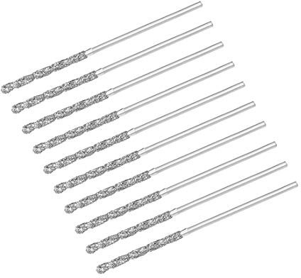 sourcing map 10pcs Foret Hélicoïdal Mèche Diamant 1mm en Acier Rapide HSS pour Verre Coquillages Pierre Carrelage