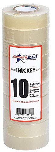 Sports Tape SportsTape Clear Hockey Tape - for Socks and Gear, Easy to Stretch and Tear (10 Pack), One Size