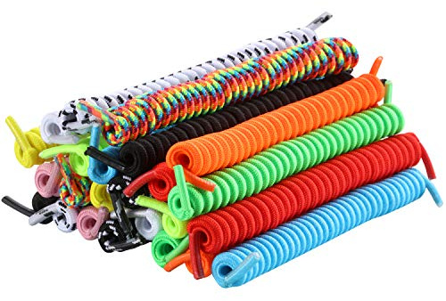 WILLBOND Lot de 12 paires de chaussures élastiques en dentelle couleur unie pour enfants et adultes, multicolore, M