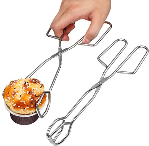 Hemoton 2 Stück Gebäckzange Küchenzange Edelstahl Lebensmittelzange Schere Kochzange Brot Lebensmittelclips Grillzange für Küche, Camping, Freien, Silber