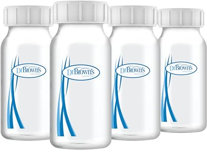 Dr. Brown's Botellas de recolección de leche materna con tapas de almacenamiento, compatibles con extractores de leche, recoger, almacenar y mantener la leche fresca, sin BPA, paquete de 4