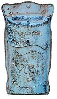 TentHome Briefkasten Wandbriefkasten Mailbox Postkasten Landhaus Schmiedeeisen Post Zeitung Letterbox Abschließbar Briefkastenanlage mit klappe Wanddekoration (Blau2)