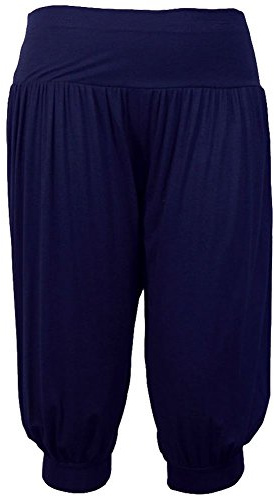 Hamishkane Damer enkla 3/4 Ali Baba Harem Baggy leggings shorts manschettbyxor byxor, Marinblått Xsp, 34/36 SE