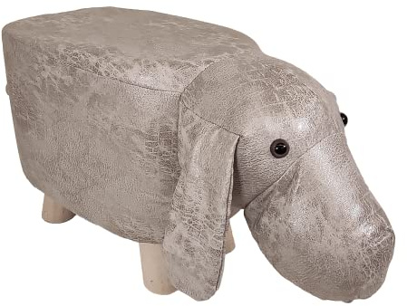 MiaSuite Poggiapiedi Pouf Animale Pecora alto 28 cm - Pelle Scamosciata Impermeabile, Piedi in Legno Massello di Qualità.