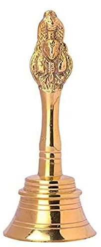 INDIAN ART AND CRAFTS Indian Art & Crafts Brij Haat Messing-Pooja-Glocke/Ghanti für Zuhause, Tempel, Pooja, Zimmer, Garuda Gold (13 x 5 cm), Handglocke