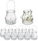 Relaxdays Windlicht, 12er Set, aus Glas, Henkel zum Aufhängen, innen & außen, Teelichthalter, HxD 10x8,5 cm, transparent
