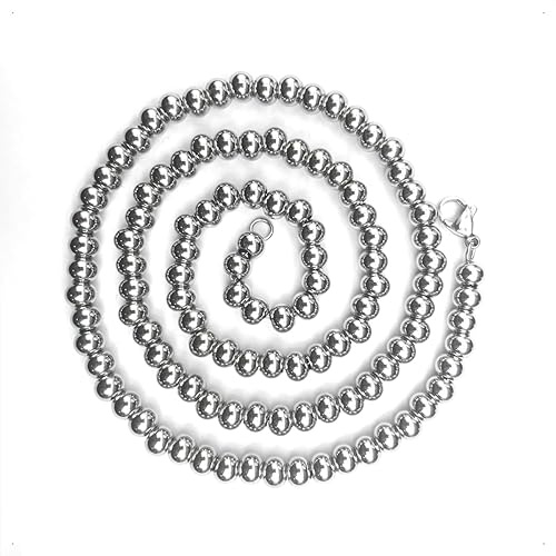 KONFEN Chaine Homme 304 Acier Inoxydable, 6mm * 22 Collier Perle Acier Inoxydable pour Homme, 55cm Chaîne Epaisse Long Hip Hop Bijoux Cadeau d'anniversaire pour Homme Garçons