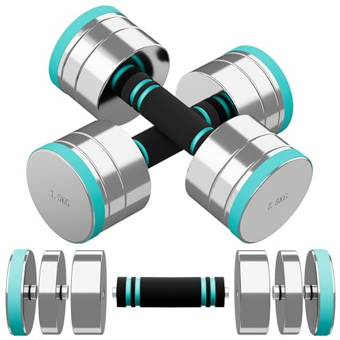 Dripex Lot de 2 Haltères Musculation Réglables Compacts en Acier 7,5kg