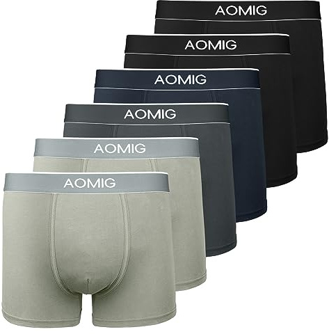 Aomig Mens Boxer Shorts Men Fitted Boxers Loose Stretchy Soft Cotton Trunks Athletic Briefs Men Boxers Multipack Underwear Comfortable Boxer Shorts Suitable for Underwear Gift Set M, L, XL, XXL