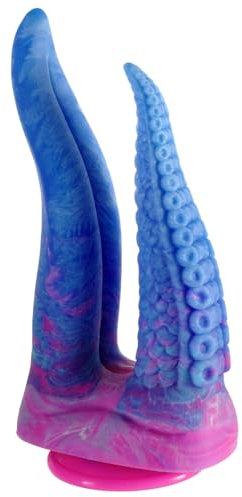 Shkanla Consolador Realista Doble Punta Estimulación Punto G, Dildo Lengua Silicona Grande 27,5 cm con Ventosa, Consolador Tentáculo Fantasy Juguetes Sexuales para Mujeres Hombres