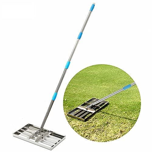 Rastrillo nivelador de césped, Herramienta niveladora de césped, rastrillo nivelador de césped con Poste de Acero Inoxidable, nivelación de Tierra o Superficie de Arena para jardín, jardín y