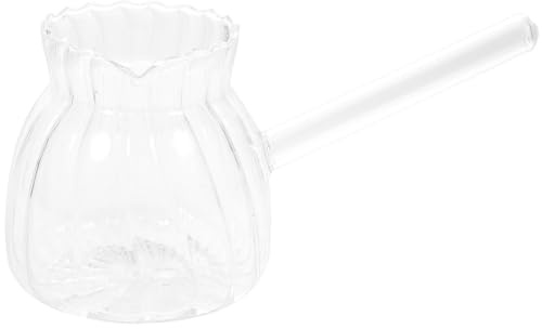 Alipis Glass Striped Milk Pitcher 6Oz Heat Resistant Creamer Jug with Handle for Coffee Tea and Juice Serving