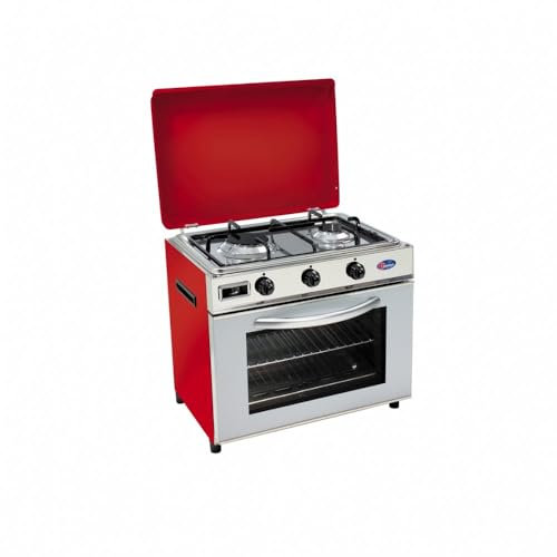 Parker srl Cucina Forno a Gas GPL Fornello 2 Fuochi con Piano Estraibile Baby Cucina CFParker (Rosso, Senza Grill)