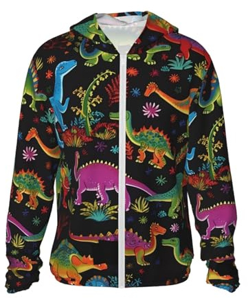 FWJZDSP Chaqueta con Capucha de protección Solar de Dinosaurio de Dibujos Animados Camisa de Sol de Manga Larga de Secado rápido para Hombres y Mujeres