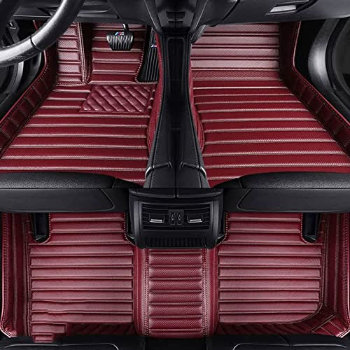 OINTJWWO Leder Auto Fußmatten Für Seat Ibiza 2008-2017, Nach Maß Vollständige Abdeckung Teppich Wasserdicht rutschfeste Allwetter Fussmatten Automatten ZubehöR,E/Claret