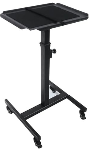 YUHANG Portable Projector Stand,Projector Trolley,With Universal Wheels (Lockable),80-120cm Height Adjustable,50×40cm Extra Large Metal Tray,Suitable For Laptop, Projector,Etc.