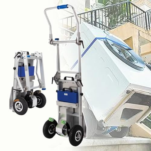 forplubossmmp Hand Trucks - Electric Stair Climbing Cart, Folding Heavy Duty Stair Climber - Battery Powered Stair Climbing Trolley - Load 440lbs - Can Staircase and Descend(Scalable Handle)