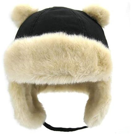 Baby Wintermütze Kinder Fliegermütze mit Ohrenklappen Pilot Cap Newborn Trapper Hut Winter Warm Babymütze für Jungen Mädchen Babys von 0-6 Jahren (DE/NL/SE/PL, Numerisch, 46, Schwarz)