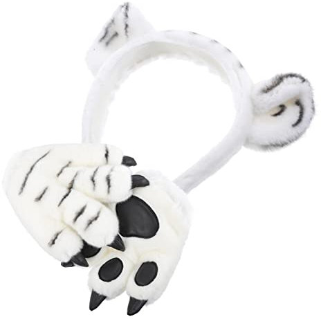 SHERCHPRY Rollenspiel-handschuhe-set Warme Plüschhandschuhe Passendes Stirnband für Cosplay