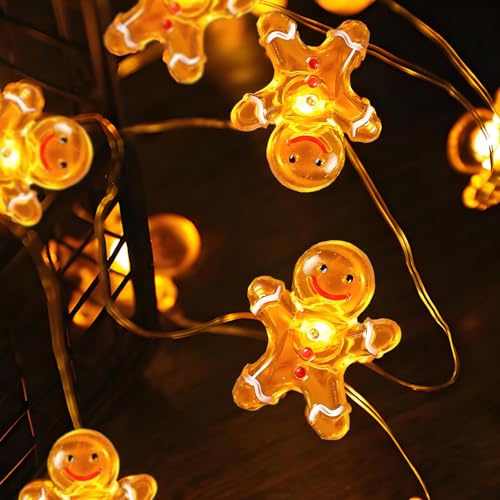 Lebkuchenmann lichterkette weihnachten,2M 20 led lichterkette außen weihnachtsdeko, fensterbeleuchtung weihnachten, led lichterkette weihnachtsbaum innen Geeignet für weihnachtsdeko innen aussen