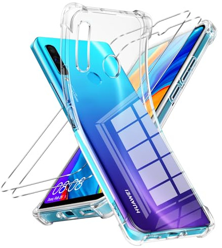 Vauki für Huawei P30 Lite/Nova 4e Hülle mit 2 Stück Schutzfolie,Ultra Dünne Transparent Handyhülle Weiche TPU Silikon Stoßfest Kratzfeste Schutzhüllen Durchsichtig Clear Case für Huawei P30 Lite 6.15