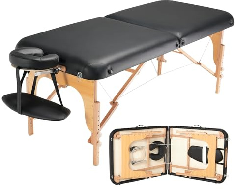VEVOR Professional Wide Massage Table 30 W, Heavy Duty Folding Massage Table, 750LBS, 8-Level Height Adjustable Facial Salon Tattoo Bed, Portable Spa Table with Headrest, Hand Pallet & Carrying Bag
