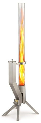 GARDENFLARE Colonna di Fuoco in Acciaio Inox e Torcia a Pellet per un'Atmosfera Incantevole – Elegante Alternativa ai Riscaldatori da Terrazza e ai Camini da Giardino per la Tua Terrazza (Argento)