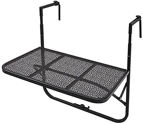 JXIPANUL Wärmeisolierter Klapptisch mit Türvorhang, kompakt, Stehtisch mit hängendem Geländer, höhenverstellbar, rostfrei, platzsparend für Terrasse, Balkon, Deck, Schwarz, 60 x 39 x 40 cm