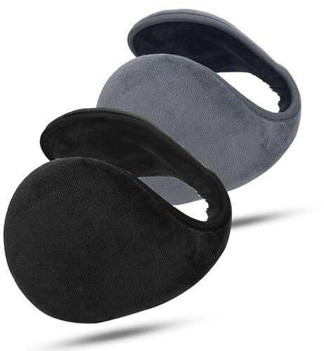 WNXBFO 2 Pcs Ear Muffs, Ear Muffs Men Women, Warm Earmuffs Plush Outdoor Soft Earmuffs Ear Warmer Winter, Adjustable Fleece Ear Warmer in Indoor Outdoors Activities for Unisex